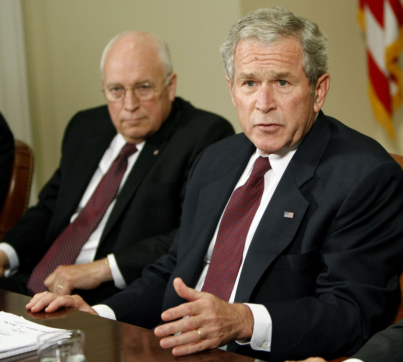 In his new memoir, former President George W. Bush says Vice President Dick Cheney, left, was viewed as “the Darth Vader of the administration,” but he appreciated how Cheney helped him do his job as president. The book also makes clear that Cheney nudged Bush toward invading Iraq.