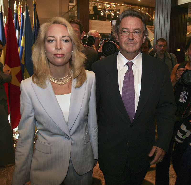 Former CIA agent Valerie Plame and her husband, former ambassador Joe Wilson, arrive at the National Press Club in Washington in this July 14, 2006, file photo. “I have found it a real challenge to be a public person,” Plame Wilson said in an interview this week from Santa Fe, N.M., where she now lives with her husband and their 10-year-old twins.
