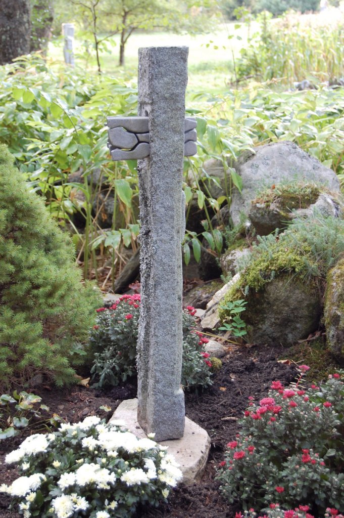 “ROOD,” granite and aluminum, by Cabot Lyford.