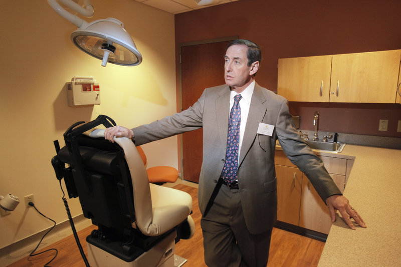 Dr. David Howes, president and CEO of Martin’s Point Health Care, is shown during a reception Thursday at the newly opened center. He says the new building, along with the coordination of care it is designed to foster, will help reduce costs to patients and insurers.