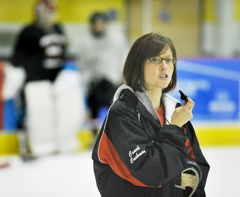 Caitlin Cashman, who played hockey at the University of Southern Maine, prepares for her second season as head coach of the Scarborough High girls’ hockey program.