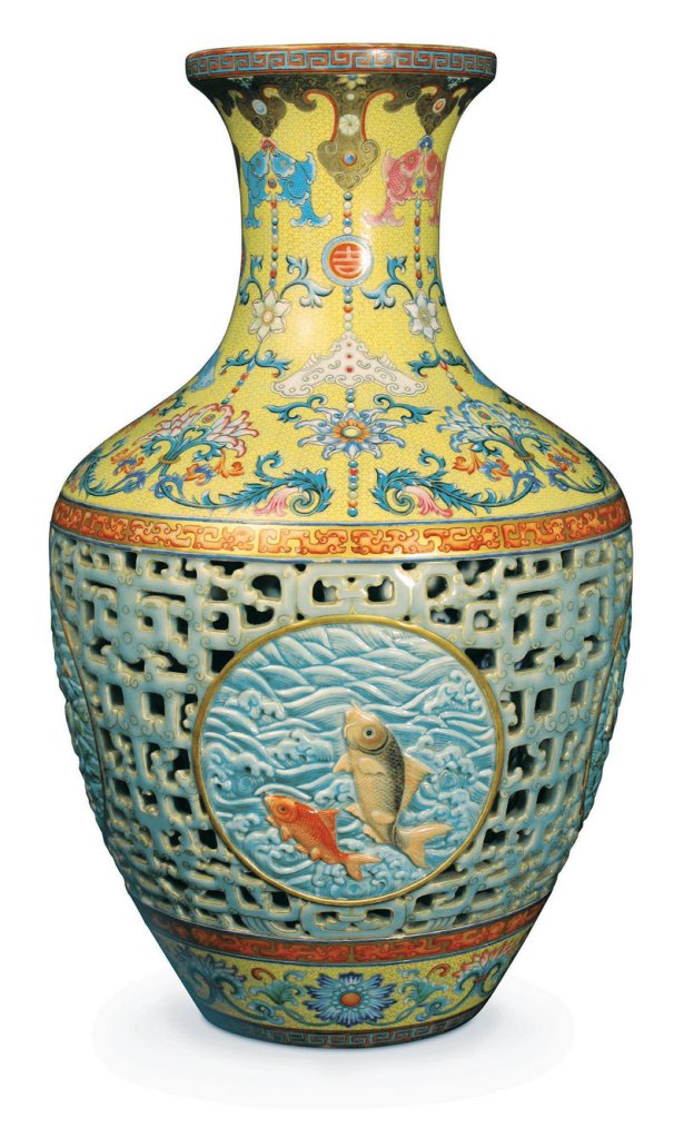 This enameled porcelain vase was sold at more than 40 times the price experts had originally forecast at an auction in London on Thursday.
