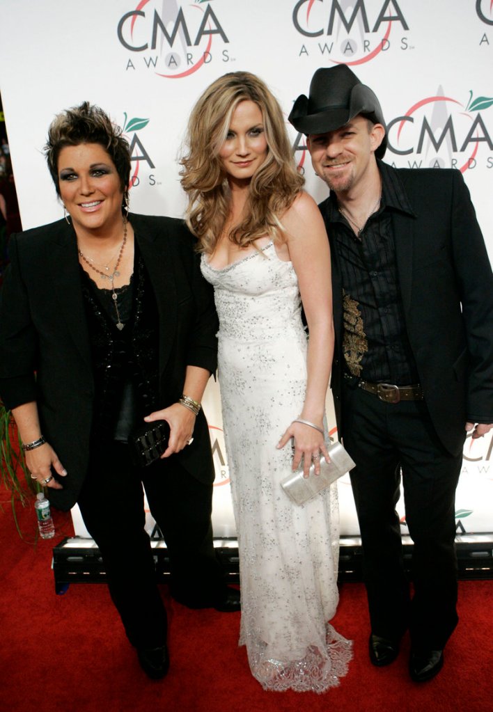 Sugarland, from left, Kristen Hall, Jennifer Nettles and Kristian Bush, arrives for the 39th Annual Country Music Association Awards in New York in November 2005. Hall quit the band the following month.