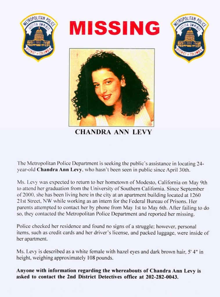Chandra Levy's body was found a year after she disappeared.
