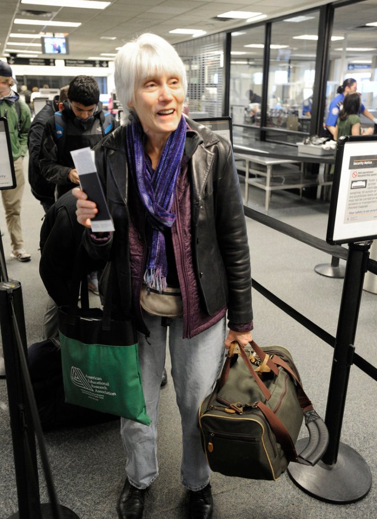 Nancy Austin, who flew out of Portland on Tuesday, says she backs the use of alternative body scanners, which produce a body outline that resembles a stick figure, not a real image of a naked body.