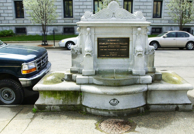 The Stanley Pullen Fountain, named for an animal-protection advocate, is an oasis for carriage horses in the Old Port.