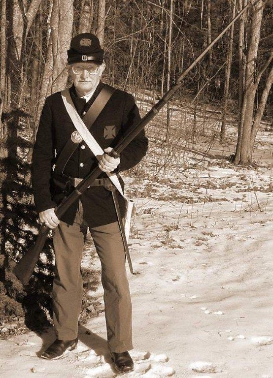 Hank Lunn will don a Civil War era costume today to give a historic portrayal of 20th of Maine soldier Myron Harris at the Union Historical Society's meeting.