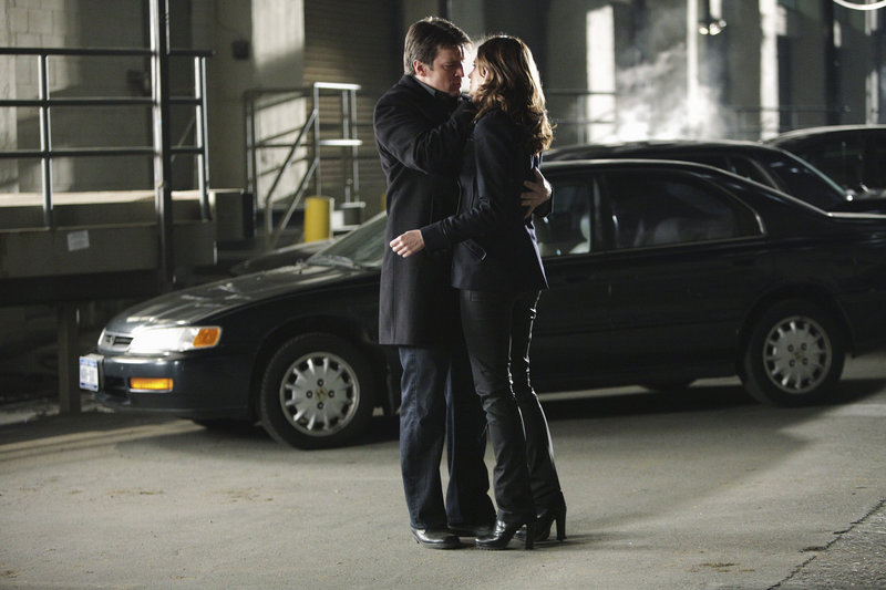 Nathan Fillion, as mystery writer Rick Castle, left, and Stana Katic, as Detective Kate Beckett, may be ready to go to the next romantic level after their first kiss for an upcoming show.
