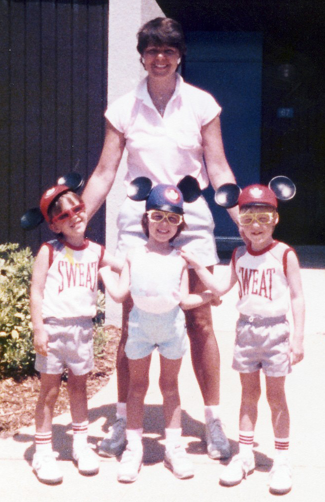 Ms. Solebello poses with her triplets, Marc, Marlana and Kyle, in 1986.