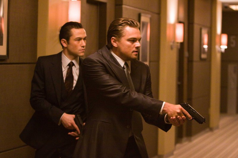 Joseph Gordon Levitt, left, and Leonardo DiCaprio in "Inception."