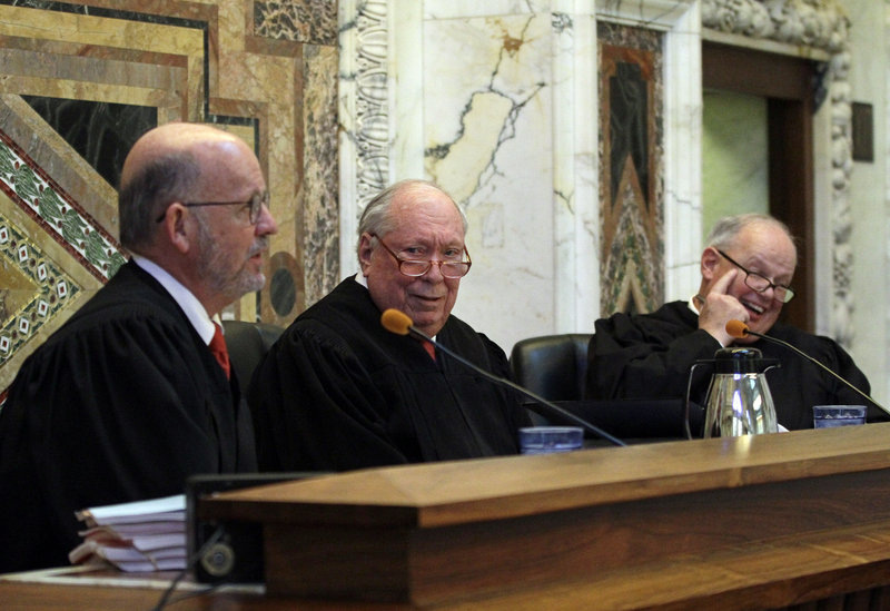 From left are Senior Circuit Judge Michael Daly Hawkins, Circuit Judge Stephen R. Reinhardt and Circuit Judge N. Randy Smith.