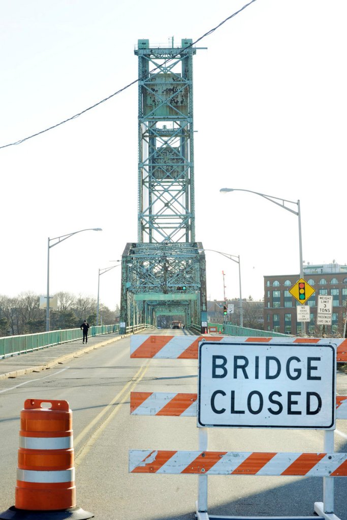 The Memorial Bridge, which carries Route 1 traffic between Kittery and Portsmouth, N.H., was closed to traffic Thursday because of structural deterioration.