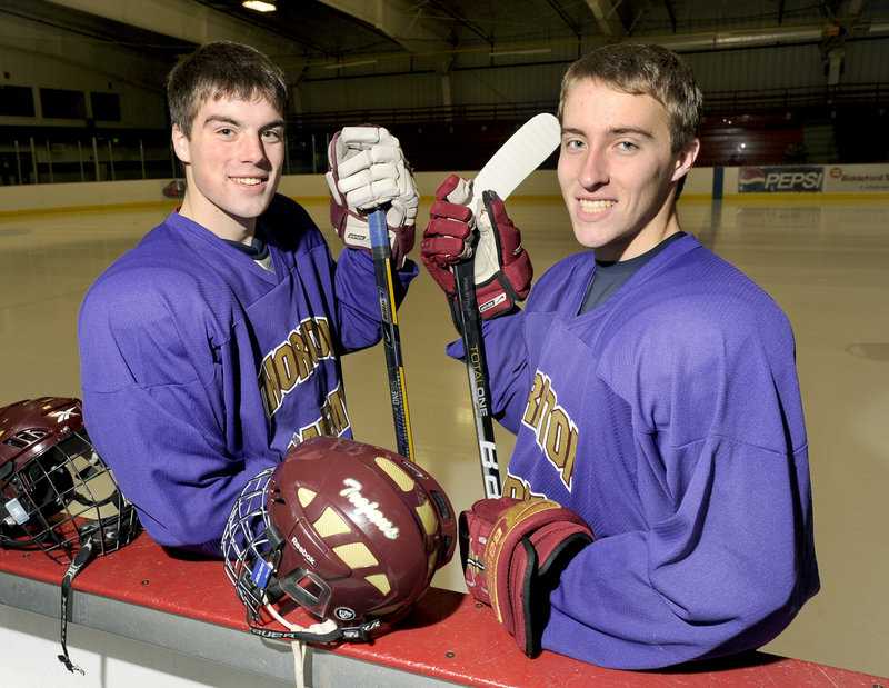 Sam Canales, left, and Jon Pate, senior co-captains for Thornton Academy, realize the Trojans have had good teams in the past, but bowed out early in the postseason.