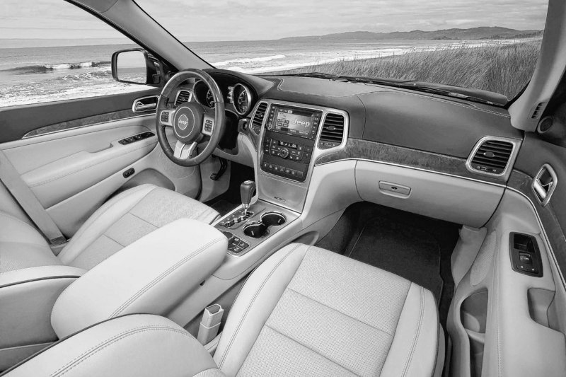 The interior of the new Jeep Grand Cherokee is quiet enough to allow a comfortable conversation between the front and back seat ... at 85 m.p.h.