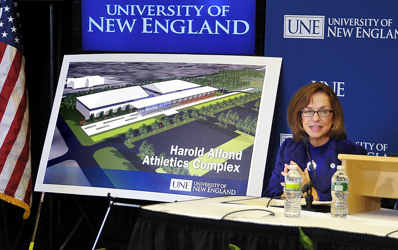 “I predict this will become the heart of all the activities” on campus, University of New England President Danielle Ripich said Friday as she announced a $10 million donation to the Biddeford school and plans to build a new athletics complex.