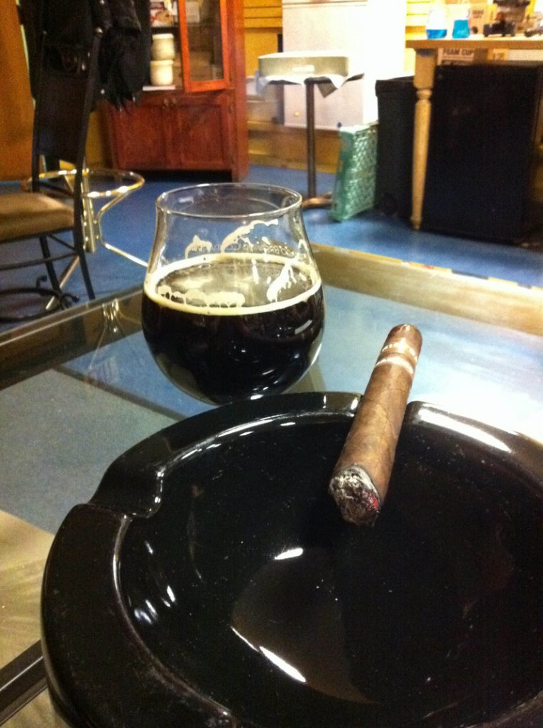 For visual appeal, shop owner Ali Bahmani enjoys matching the color of his cigars to the color of the beers.