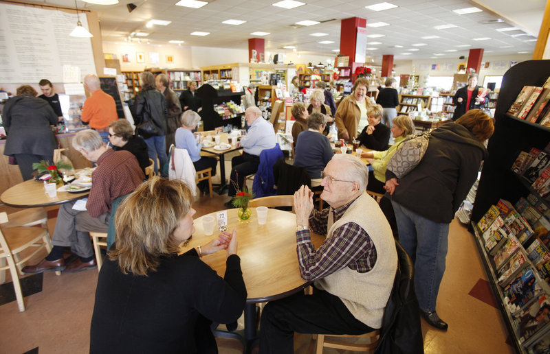 Patrons enjoy lunch, conversations and books at Watermark Books and Cafe in Wichita, Kan., as some independent bookstores reported double-digit sales gains this year.