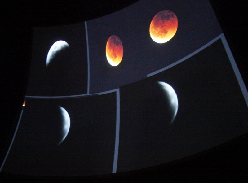 The evening included slides showing different phases of a lunar eclipse. The planetarium had hoped to host a viewing of that night’s full lunar eclipse from about 12:45 a.m. to 4 a.m., but it was nixed because of expected cloud cover.