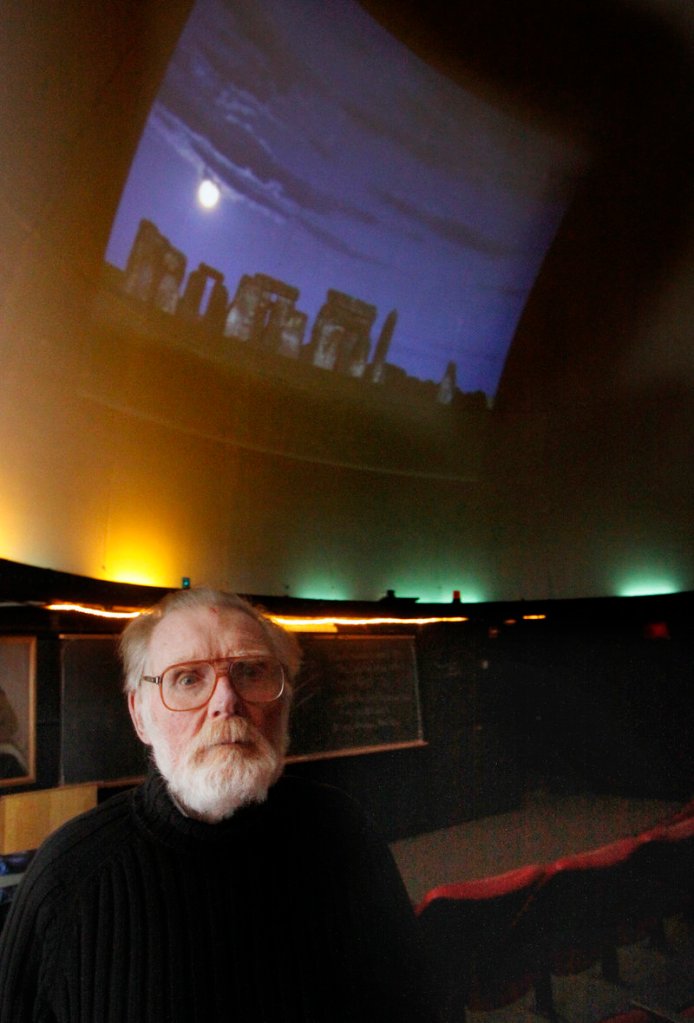 Patrick Peoples grew up near Stonehenge, shown in the slide on the planetarium dome.