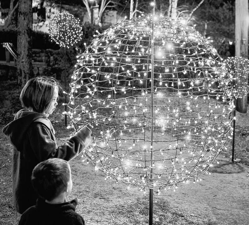 Children are fascinated by the light forms constructed by Pandora LaCasse for the L.L. Bean campus in Freeport.