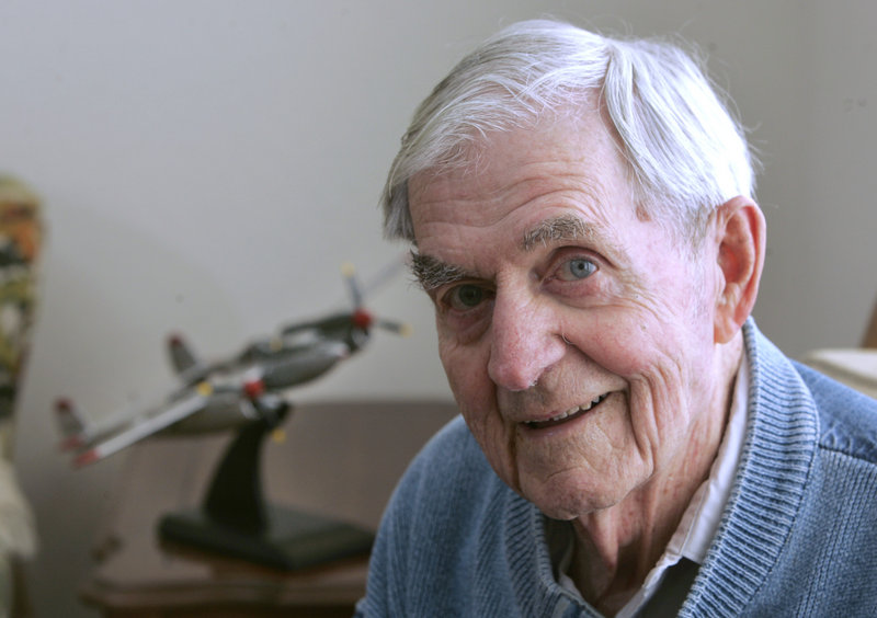 Fred Hargesheimer at his Grass Valley, Calif., home. A model of a World War II P-38 fighter is in the background.