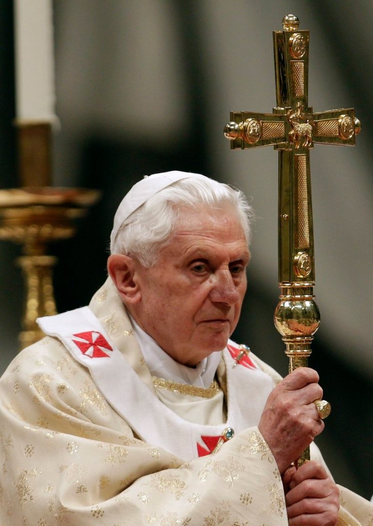 Pope Benedict XVI celebrates Mass on Christmas Eve in St. Peter’s Basilica at the Vatican. He prayed that the faithful would become more like Christ.
