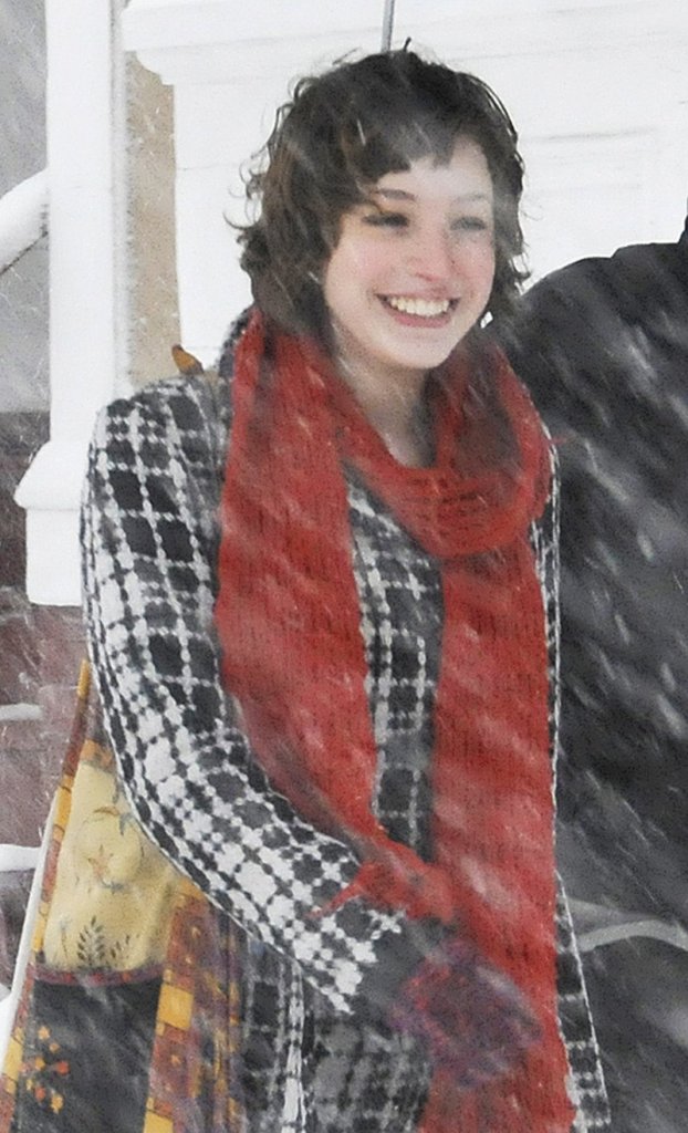 Zoe Sarnacki walks in Portland during a January 2009 snowstorm. Police say Chad Gurney choked and decapitated her, then set fire to her body in his apartment on Cumberland Avenue in Portland.