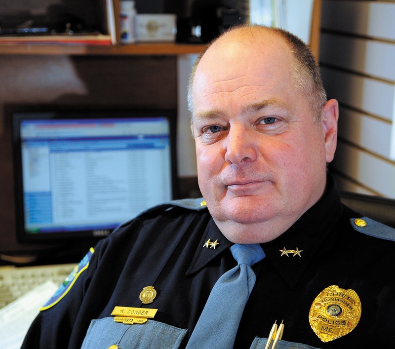 Monmouth Police Chief Kevin Conger is stepping down Jan. 20 to rejoin USM’s Department of Public Safety. “I’m happy for him, but disappointed for us,” said the town’s manager.