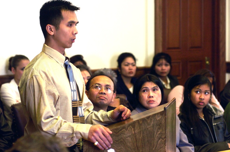 Touch Rin Svay, seen at his 2004 pardon hearing, could have been deported to Cambodia if Gov. John Baldacci had not acted. Alcohol Doug Jones Fatal Accident automobile Murder Vehicular Manslaughter