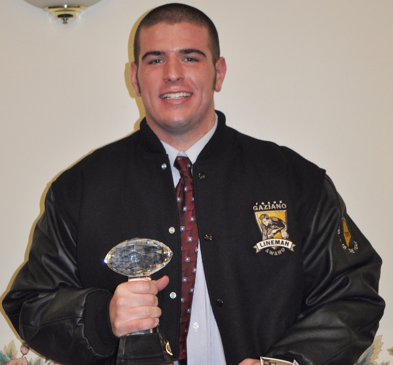 Matt Welch of South Portland received the Frank Gaziano Memorial Offensive Lineman award today at a ceremony in Augusta.