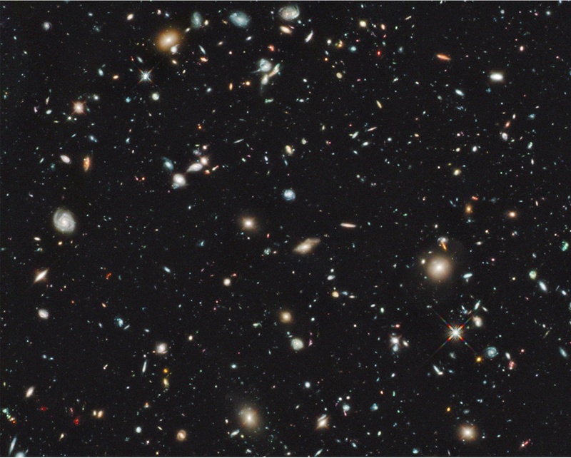 A handout image provided by NASA, taken by the Hubble Space Telescope, shows the sky in the region of the Hubble Ultra-Deep field taken with the new Wide Field Camera 3 Infrared imager.