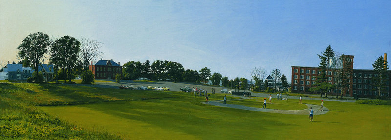 “Softball Practice, Skowhegan,” 1975, 41 inches by 14 inches, oil on canvas