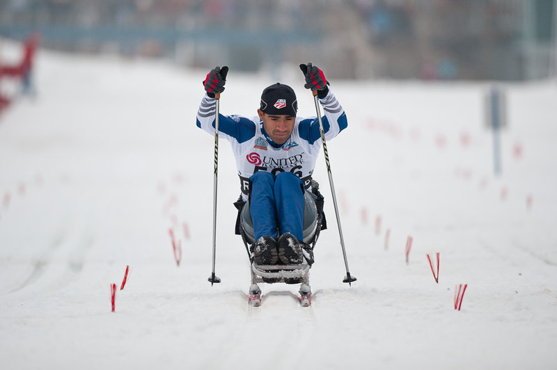 Marlon Shepard of North Yarmouth is one of five athletes from a therapeutic recreation program competing this week in the adapted division of the 2011 U.S. Cross Country Ski Championships in Rumford.