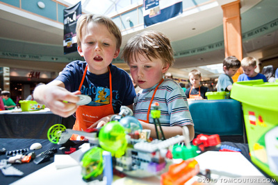 Two youngsters take part in last year s LEGO/Habitat for Humanity event.