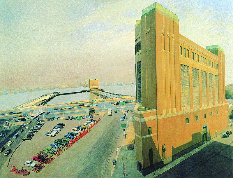 Painter Rackstraw Downes, whose work is featured in an exhibition at the Portland Museum Art, discusses his art at 6 tonight at Holiday Inn by the Bay in Portland. Pictured: Ventilation Tower with Estivating Snow Plows, 1988, oil on canvas.