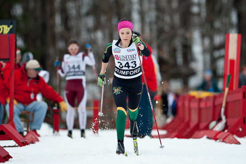 Lucy Garrec, who skied in Rumford for Freeport High and Colby, now competes for the University of Vermont. She placed 22nd among 157 skiers in the 10K classical race Wednesday. She finished the route in 35 minutes, 16 seconds.