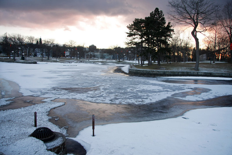 The pond at Deering Oaks is plagued by algae in the summer and uneven ice in the winter. Park advocates say that lining the bottom with concrete, at an estimated cost of $1.2 million, would alleviate those problems. More than half of the cost would be covered by the federal government.