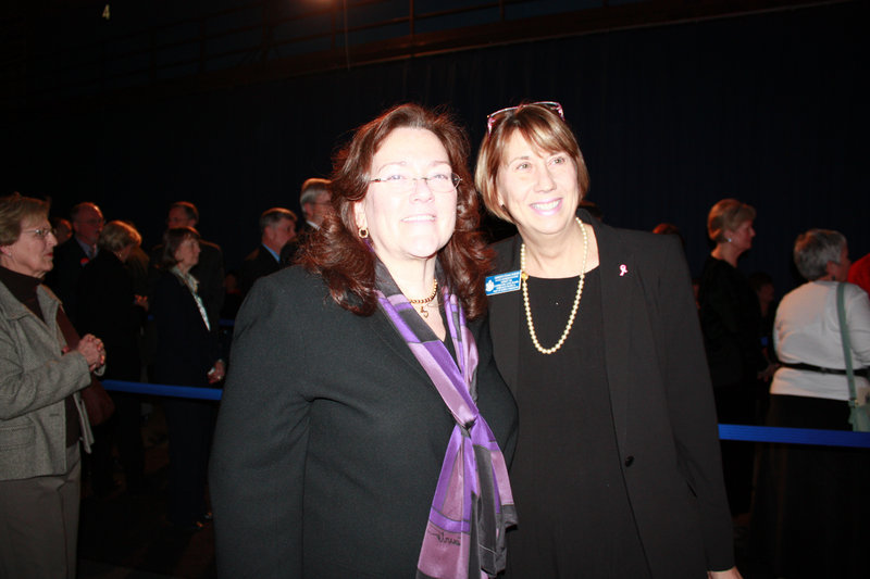 Maine Supreme Court Chief Justice Leigh Saufley and Rep. Meredith Strang Burgess of Cumberland.