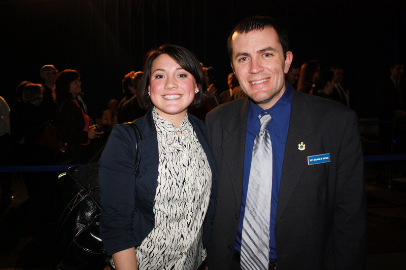 Ashley Willems-Phaneuf, USM student body president, and Rep. Ben Chipman of Portland.