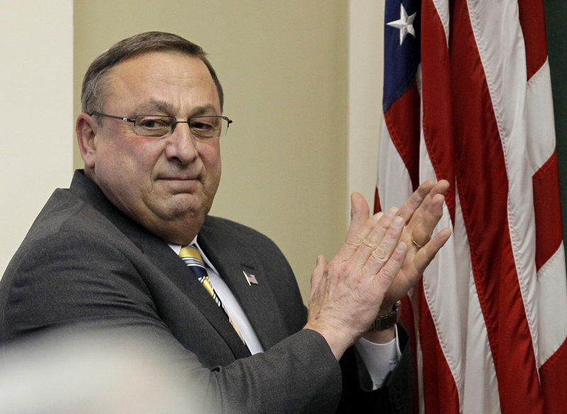 Gov. Paul LePage attends a ceremony Thursday inside the House chamber in Augusta.