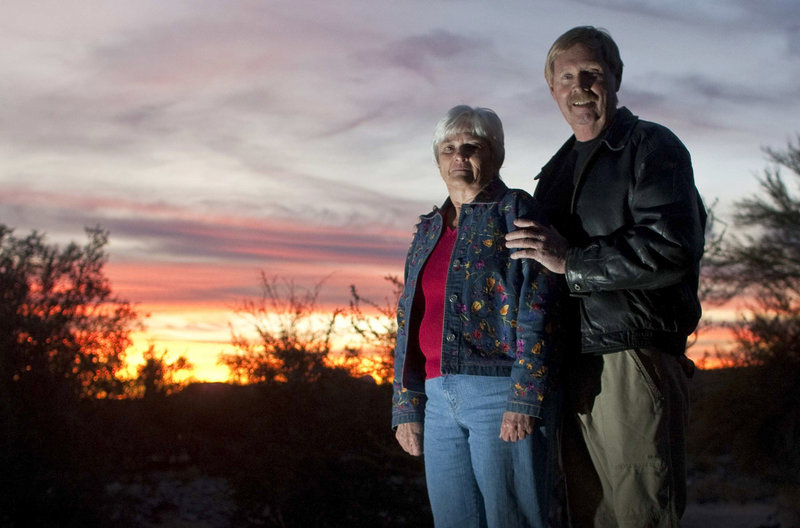 Patricia Maisch of Tucson, Ariz., shown with her husband, John, was in line to meet Rep. Gabrielle Giffords when the gunman opened fire. She snatched an ammunition magazine from him and helped pin him to the ground.