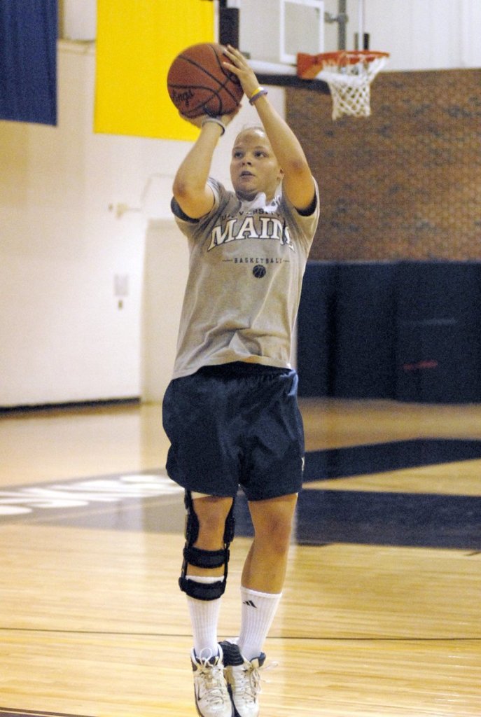 UMaine hoopster Rachele Burns missed last season thanks to an ACL injury. This year, it's the same injury, different knee.