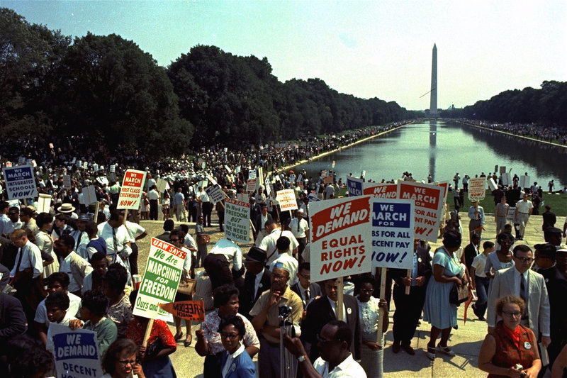 Crowds are seen at the March on Washington, where Dr. Martin Luther King Jr. gave his eloquent “I Have a Dream” speech to an estimated 250,000 people who thronged the National Mall on Aug. 28, 1963.
