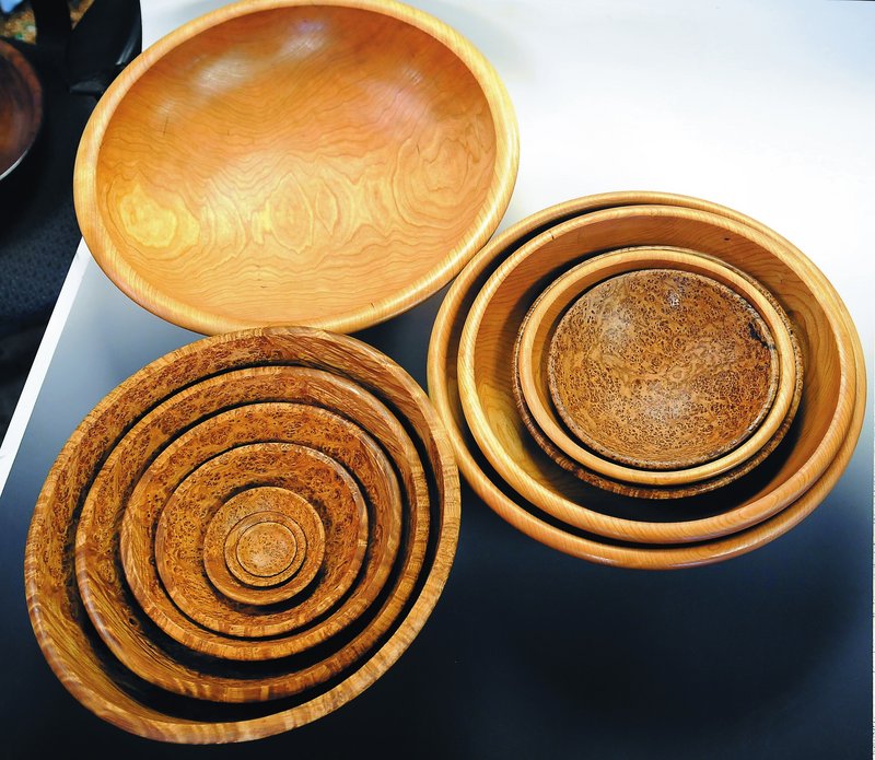 Some bowls that woodworker David Lancaster has turned at his South China workshop. On Wednesday, Lancaster will tape a segment of "The Martha Stewart Show," to air Friday.