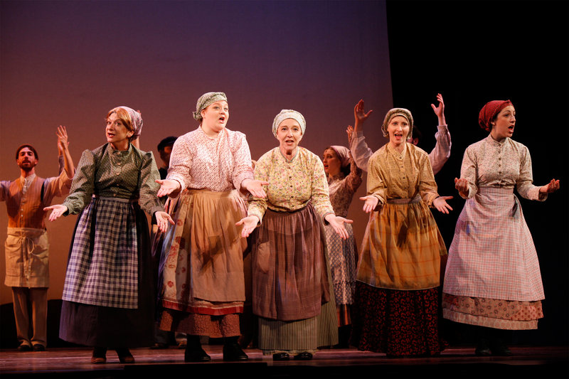 Birdie Katz, left, a Maine State Music Theatre alum, is Yente, the Matchmaker, in the national Broadway tour of "Fiddler on the Roof."