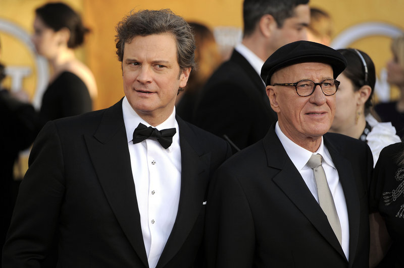 Colin Firth, left, and Geoffrey Rush arrive at the 17th Annual Screen Actors Guild Awards on Sunday.