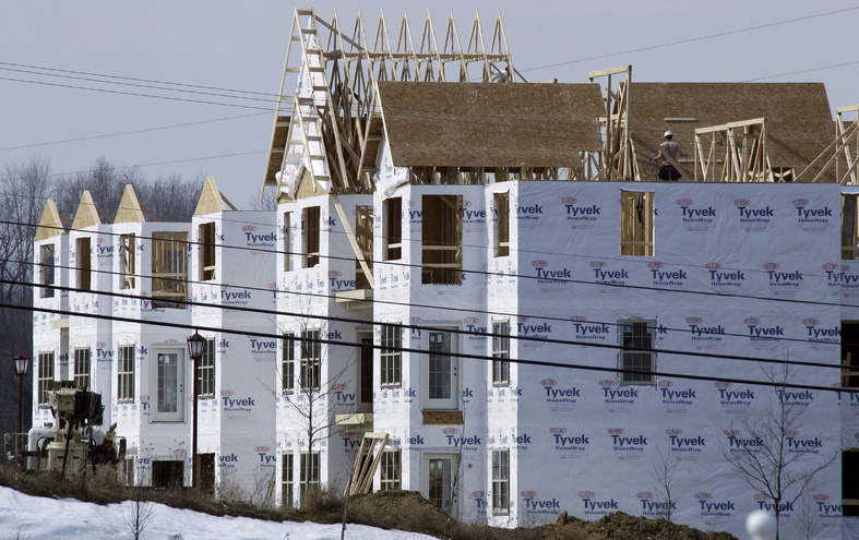 Construction continues on a condominium complex in Cranberry, Pa. Nationally, sales of new homes fell 12.6 percent in January from the previous month.