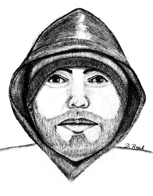 Artist's sketch of suspect in robbery.