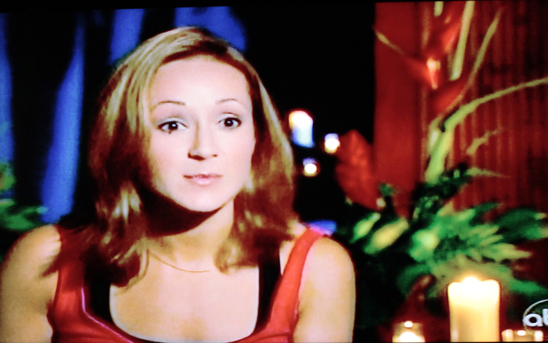Ashley Hebert is shown in a television image speaking on Monday's episode of "The Bachelor."