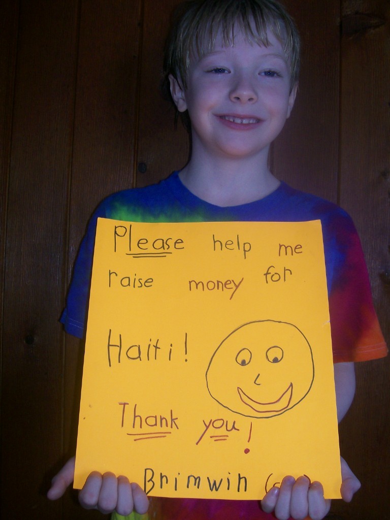 Brimwin Peabody, 8, a second-grader at Pleasant Hill school in Scarborough, raised $74.64 for the people of Haiti at a swim meet.